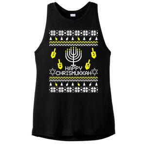 Happy Chrismukkah Hanukkah Ugly Christmas Ladies PosiCharge Tri-Blend Wicking Tank