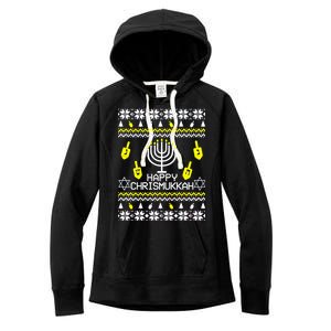 Happy Chrismukkah Hanukkah Ugly Christmas Women's Fleece Hoodie