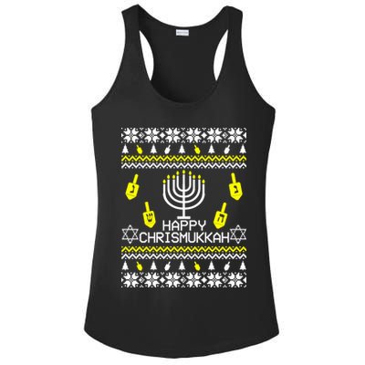 Happy Chrismukkah Hanukkah Ugly Christmas Ladies PosiCharge Competitor Racerback Tank