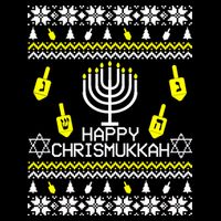 Happy Chrismukkah Hanukkah Ugly Christmas Cropped Pullover Crew