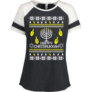 Happy Chrismukkah Hanukkah Ugly Christmas Enza Ladies Jersey Colorblock Tee