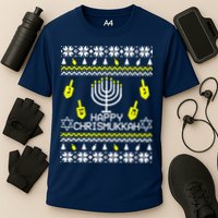 Happy Chrismukkah Hanukkah Ugly Christmas Performance Shirt