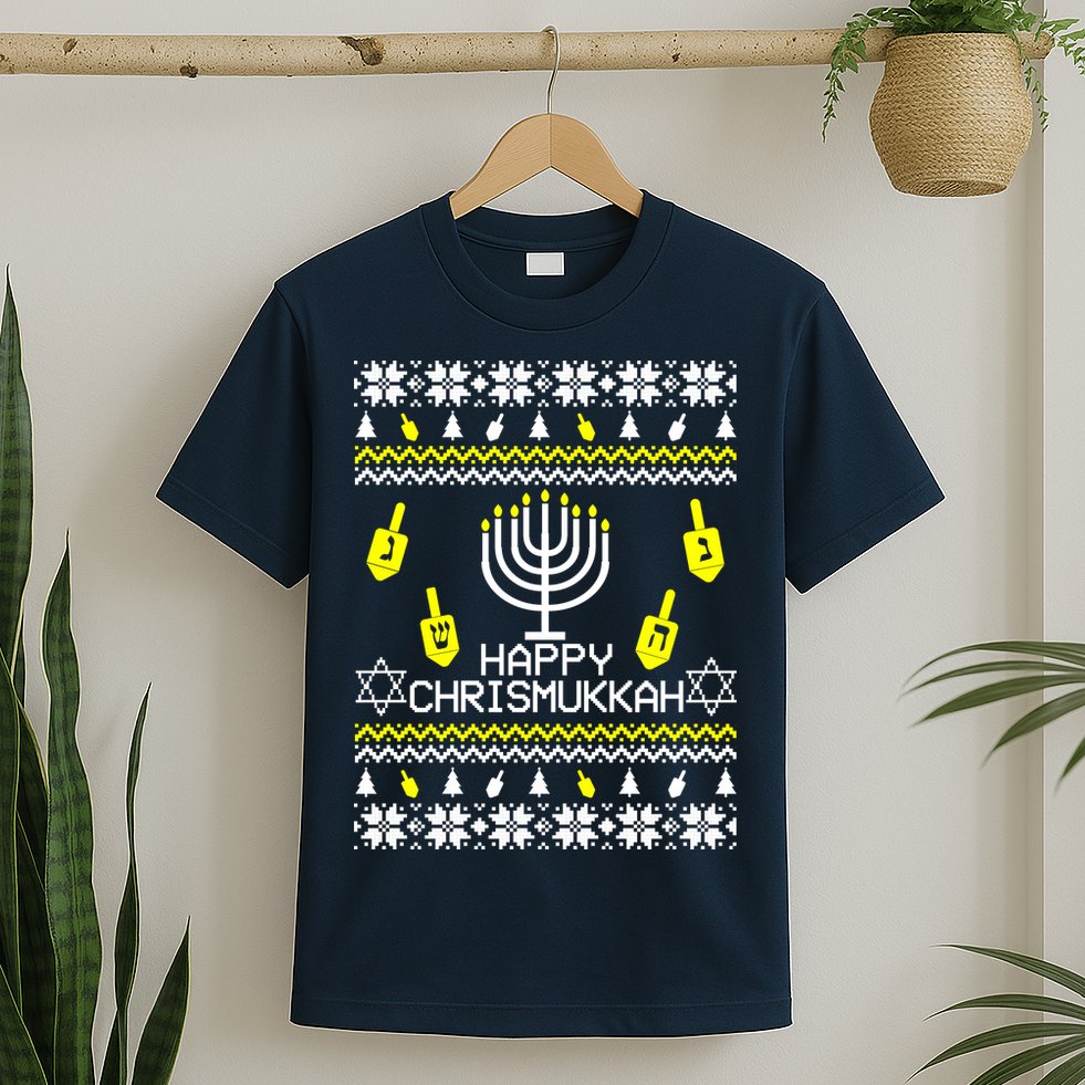 Happy Chrismukkah Hanukkah Ugly Christmas T-Shirt