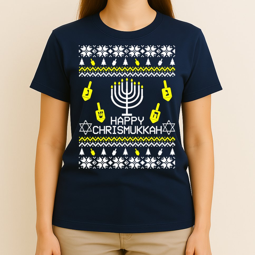 Happy Chrismukkah Hanukkah Ugly Christmas T-Shirt