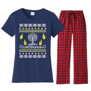 Happy Chrismukkah Hanukkah Ugly Christmas Women's Flannel Pajama Set