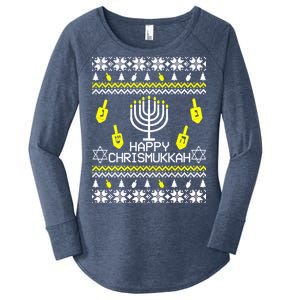 Happy Chrismukkah Hanukkah Ugly Christmas Women's Perfect Tri Tunic Long Sleeve Shirt