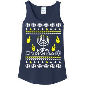 Happy Chrismukkah Hanukkah Ugly Christmas Ladies Essential Tank