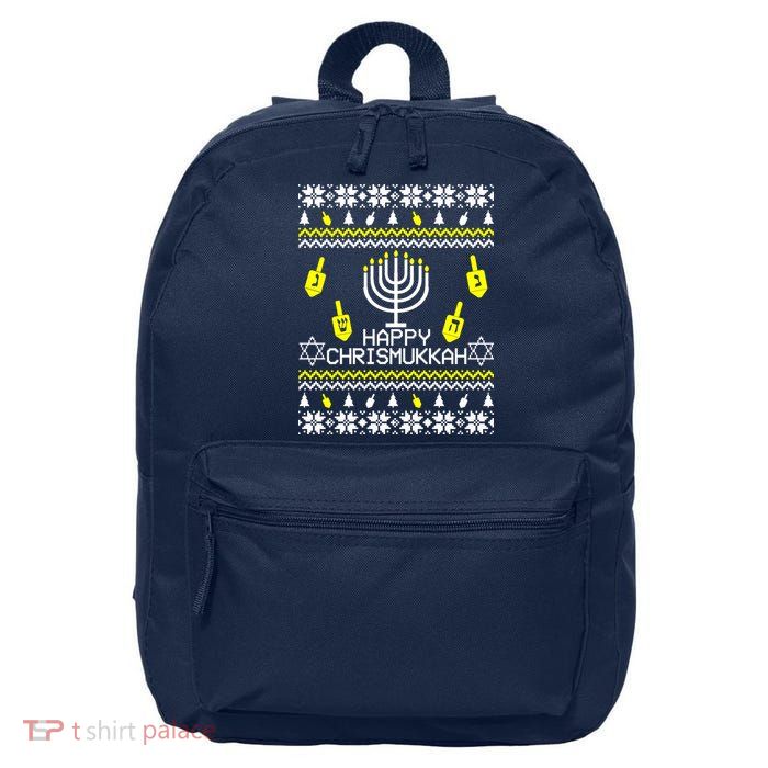 Happy Chrismukkah Hanukkah Ugly Christmas 16 in Basic Backpack