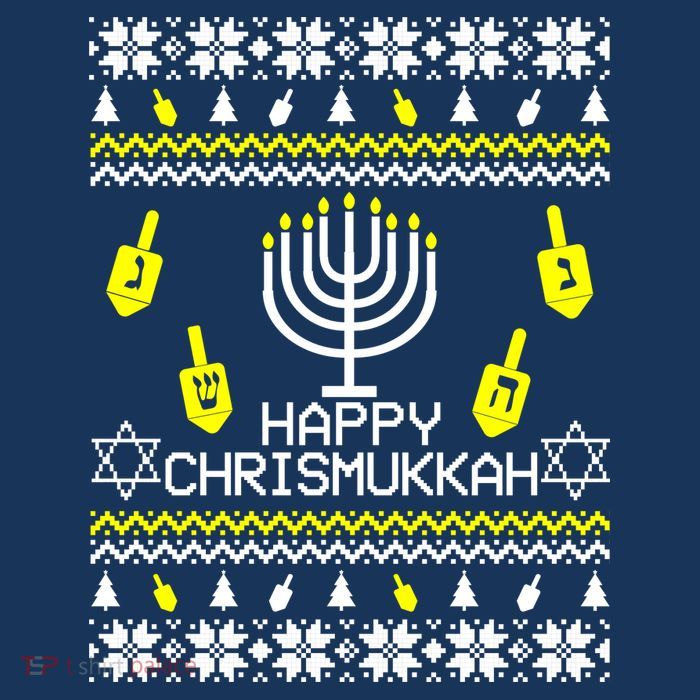 Happy Chrismukkah Hanukkah Ugly Christmas Cooling Performance Long Sleeve Crew