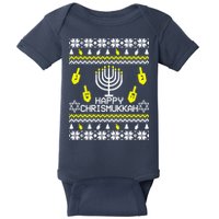 Happy Chrismukkah Hanukkah Ugly Christmas Baby Bodysuit