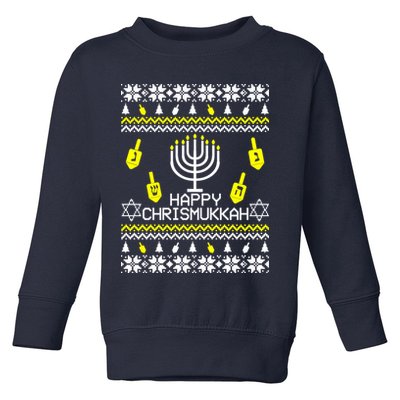 Happy Chrismukkah Hanukkah Ugly Christmas Toddler Sweatshirt
