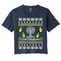 Happy Chrismukkah Hanukkah Ugly Christmas Women's Crop Top Tee