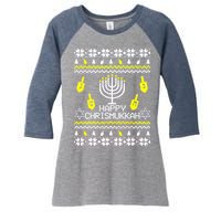 Happy Chrismukkah Hanukkah Ugly Christmas Women's Tri-Blend 3/4-Sleeve Raglan Shirt