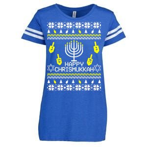 Happy Chrismukkah Hanukkah Ugly Christmas Enza Ladies Jersey Football T-Shirt