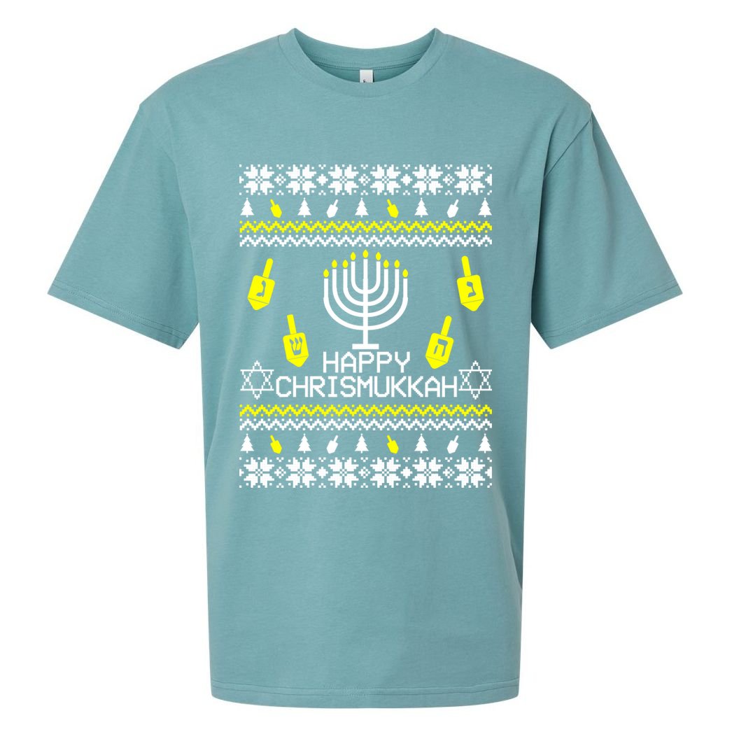 Happy Chrismukkah Hanukkah Ugly Christmas Sueded Cloud Jersey T-Shirt