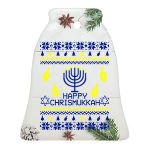 Happy Chrismukkah Hanukkah Ugly Christmas Ceramic Bell Ornament