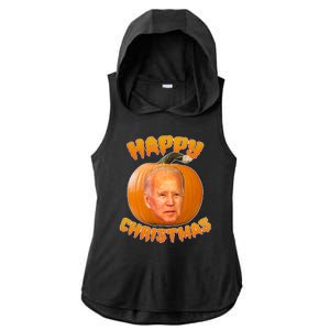 Happy Christmas Joe Biden Halloween Pro Trump  Ladies PosiCharge Tri-Blend Wicking Draft Hoodie Tank