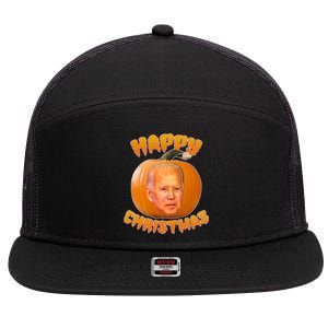 Happy Christmas Joe Biden Halloween Pro Trump  7 Panel Mesh Trucker Snapback Hat