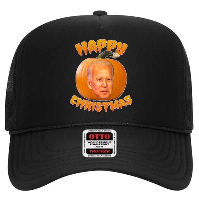 Happy Christmas Joe Biden Halloween Pro Trump  High Crown Mesh Back Trucker Hat