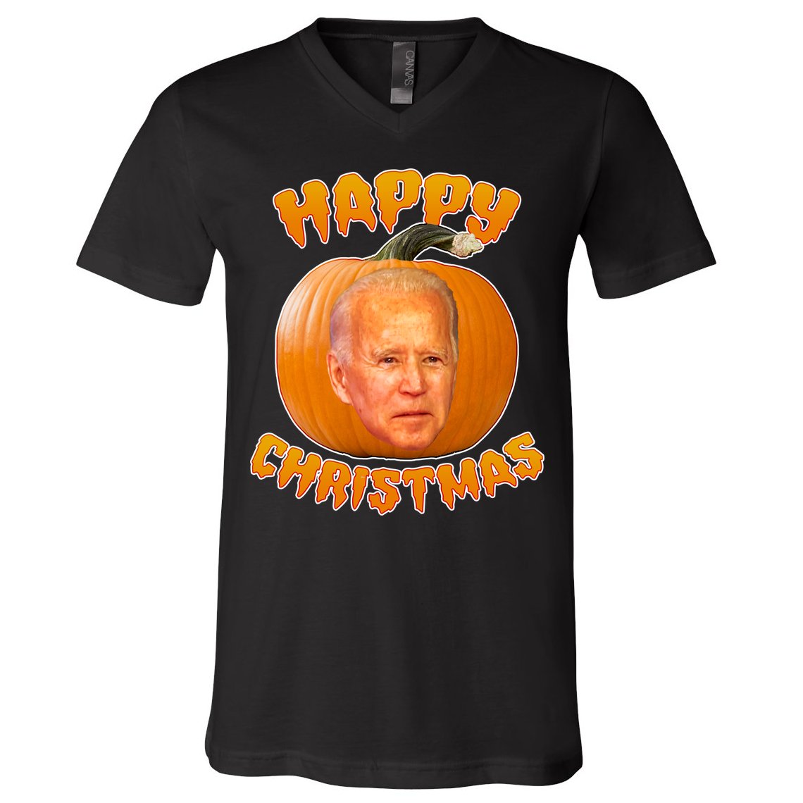 Happy Christmas Joe Biden Halloween Pro Trump  V-Neck T-Shirt