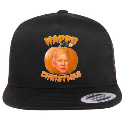 Happy Christmas Joe Biden Halloween Pro Trump  Flat Bill Trucker Hat