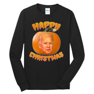 Happy Christmas Joe Biden Halloween Pro Trump  Tall Long Sleeve T-Shirt