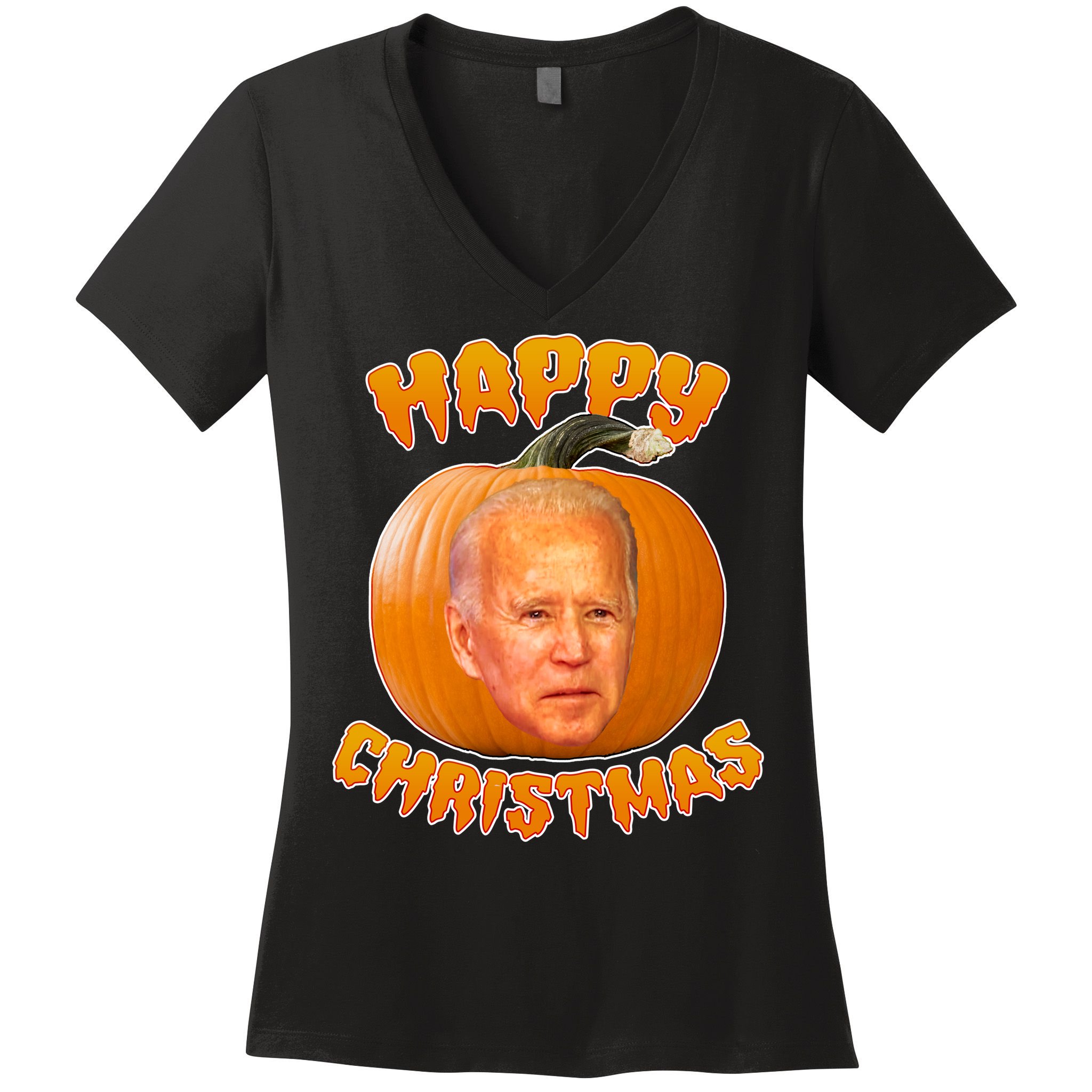 Happy Christmas Joe Biden Halloween Pro Trump  Women's V-Neck T-Shirt