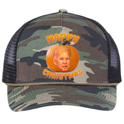 Happy Christmas Joe Biden Halloween Pro Trump  Retro Rope Trucker Hat Cap