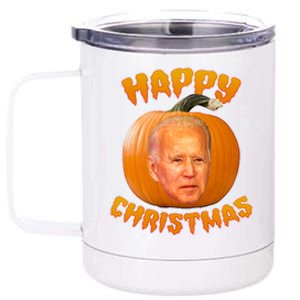 Happy Christmas Joe Biden Halloween Pro Trump  12 oz Stainless Steel Tumbler Cup