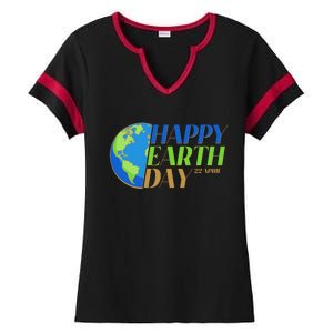 Happy Earth Day 22 April Ladies Halftime Notch Neck Tee