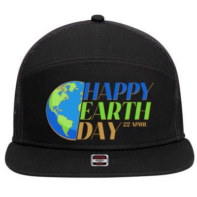 Happy Earth Day 22 April 7 Panel Mesh Trucker Snapback Hat