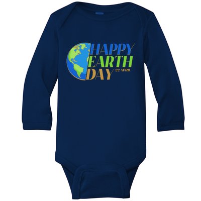 Happy Earth Day 22 April Baby Long Sleeve Bodysuit