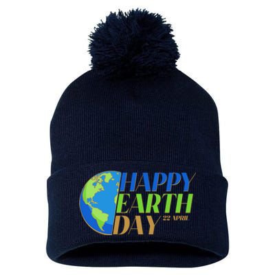 Happy Earth Day 22 April Pom Pom 12in Knit Beanie