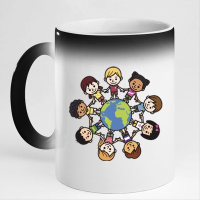 Happy Earth Day Children Around The World 11oz Black Color Changing Mug