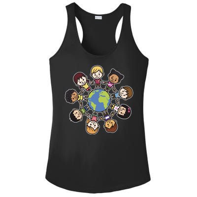 Happy Earth Day Children Around The World Ladies PosiCharge Competitor Racerback Tank