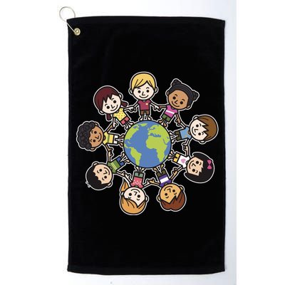 Happy Earth Day Children Around The World Platinum Collection Golf Towel