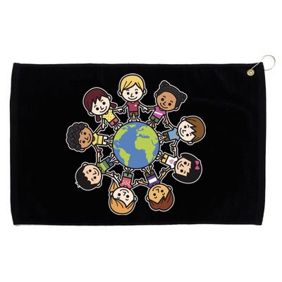 Happy Earth Day Children Around The World Grommeted Golf Towel