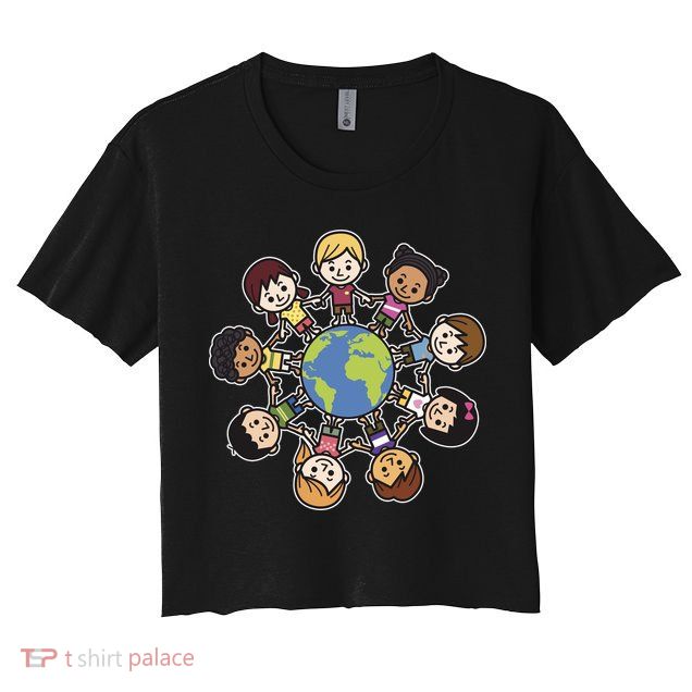 Happy Earth Day Children Around The World Crop Top