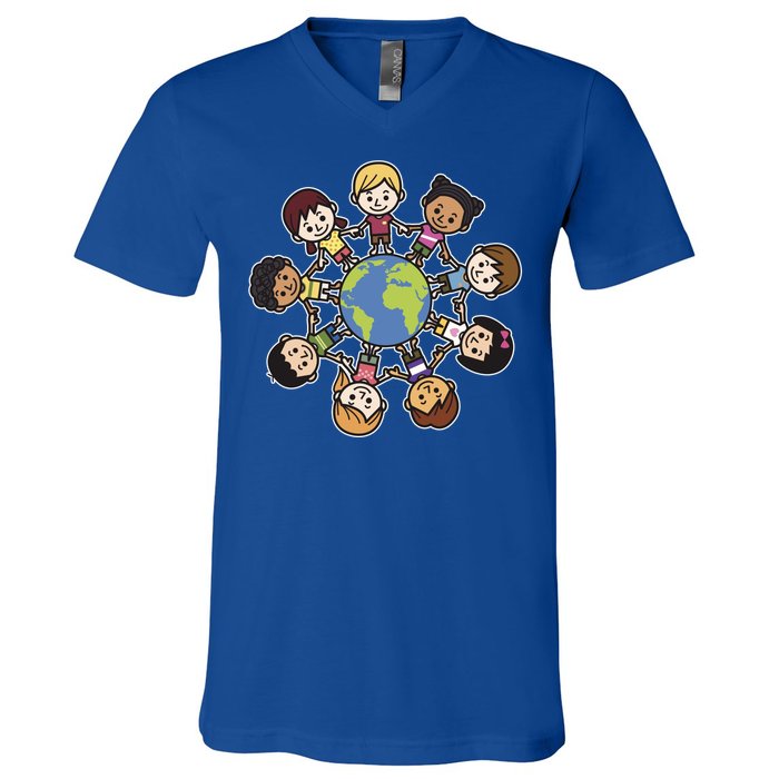 Happy Earth Day Children Around The World V-Neck T-Shirt