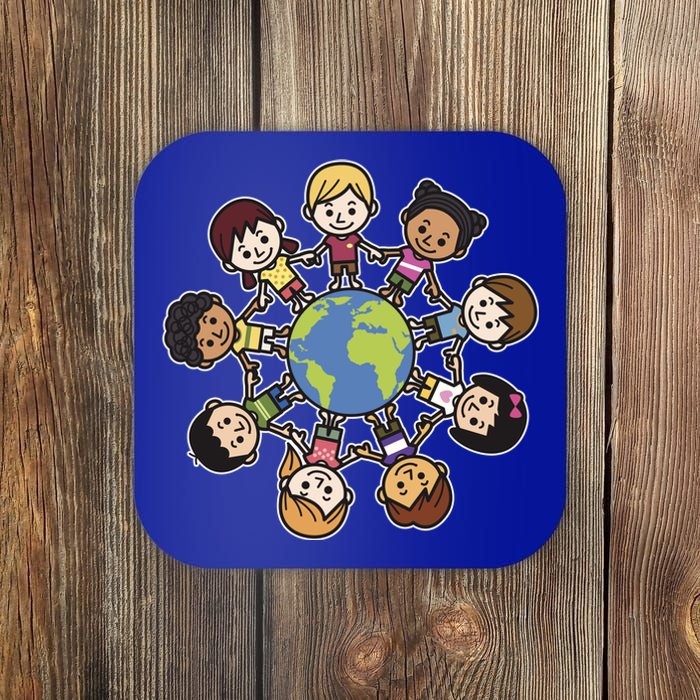 Happy Earth Day Children Around The World Coaster