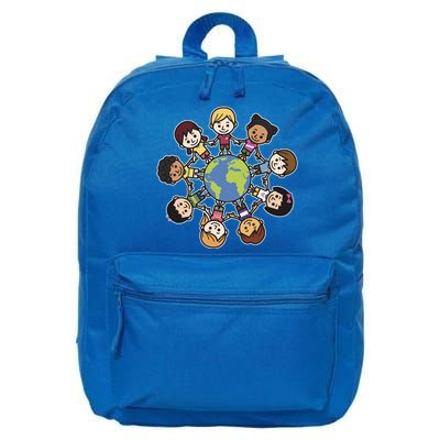 Happy Earth Day Children Around The World 16 in Basic Backpack