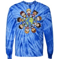 Happy Earth Day Children Around The World Tie-Dye Long Sleeve Shirt