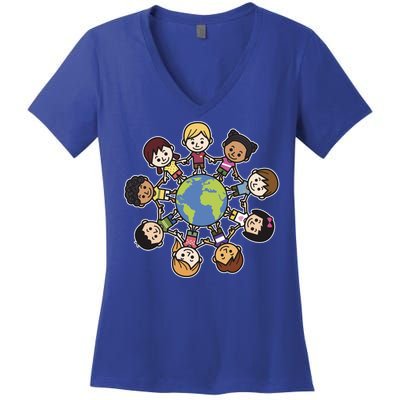 Happy Earth Day Children Around The World Women's V-Neck T-Shirt