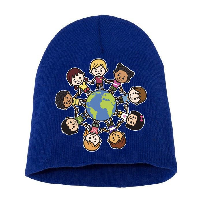 Happy Earth Day Children Around The World Short Acrylic Beanie