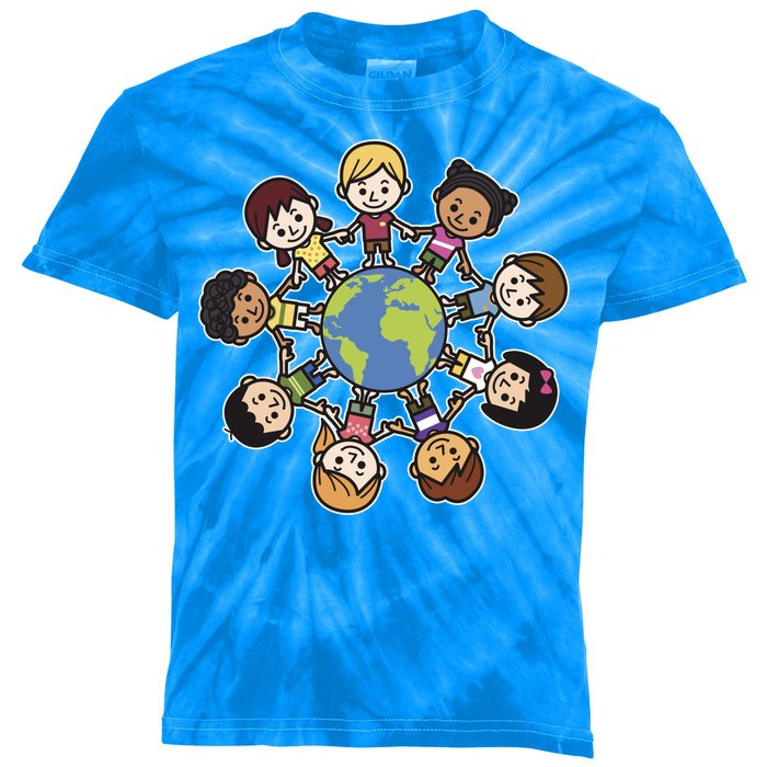 Happy Earth Day Children Around The World Kids Tie-Dye T-Shirt