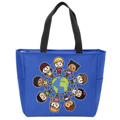 Happy Earth Day Children Around The World Zip Tote Bag