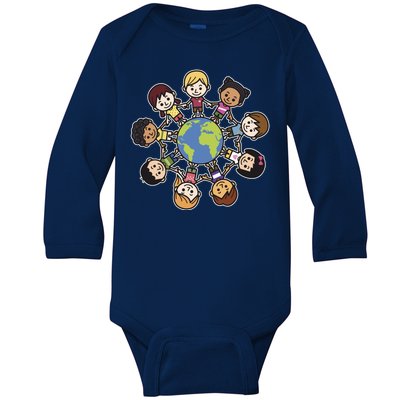 Happy Earth Day Children Around The World Baby Long Sleeve Bodysuit