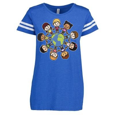 Happy Earth Day Children Around The World Enza Ladies Jersey Football T-Shirt