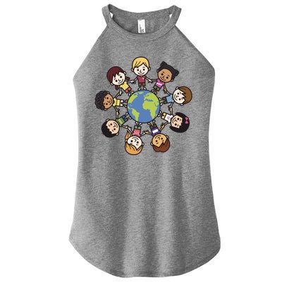 Happy Earth Day Children Around The World Women’s Perfect Tri Rocker Tank