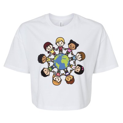 Happy Earth Day Children Around The World Bella+Canvas Jersey Crop Tee